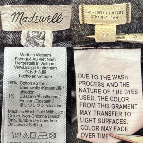 Madewell The Perfect Vintage Straight Jeans in Meaford Wash Seamed Edition sz 26 - Picture 13 of 14